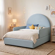 LittleNest Upholstered Kids Bed with full-length safety side rails – Dune & Pine UAE